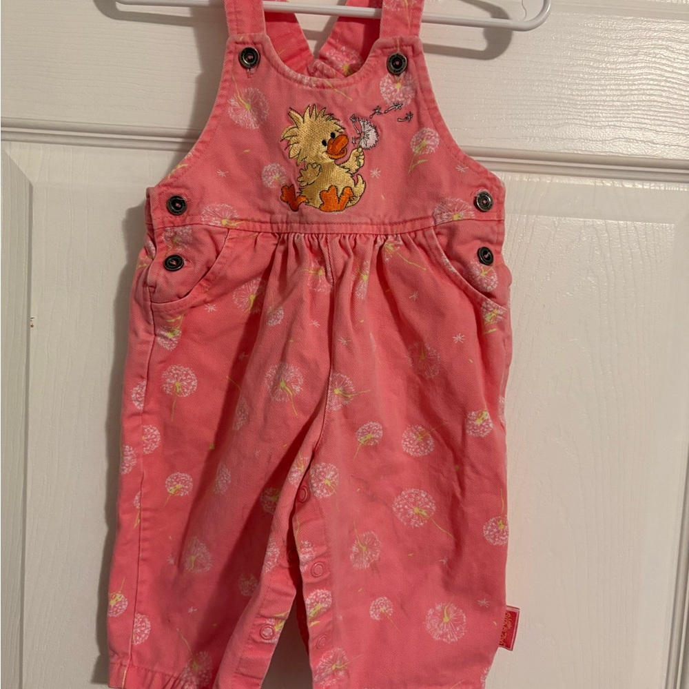 Little Suzy’s Zoo Pink Kids Overalls with Embroidered Character